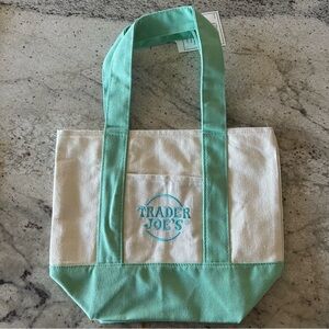 Small 2026 Trader Joe's Canvas Tote in Mint